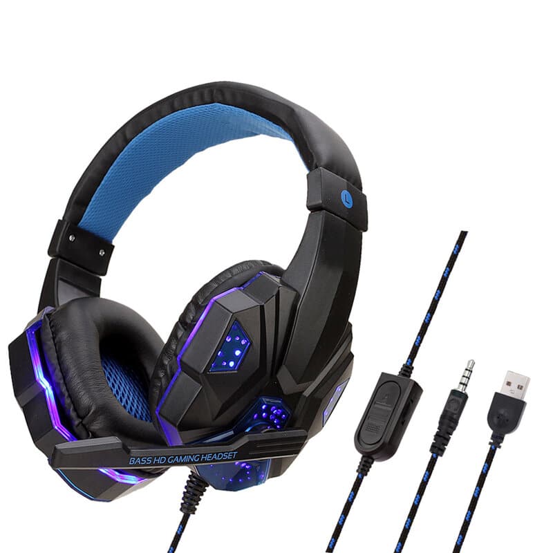3.5mm LED Gaming Headset Mute Headphone with Microphone For PS4 Switch ...