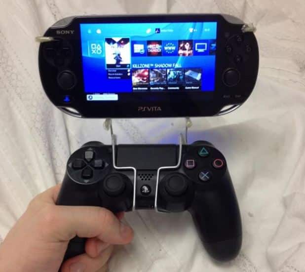 A PS4 controller, a PS Vita and a metal hanger walk into a bar...