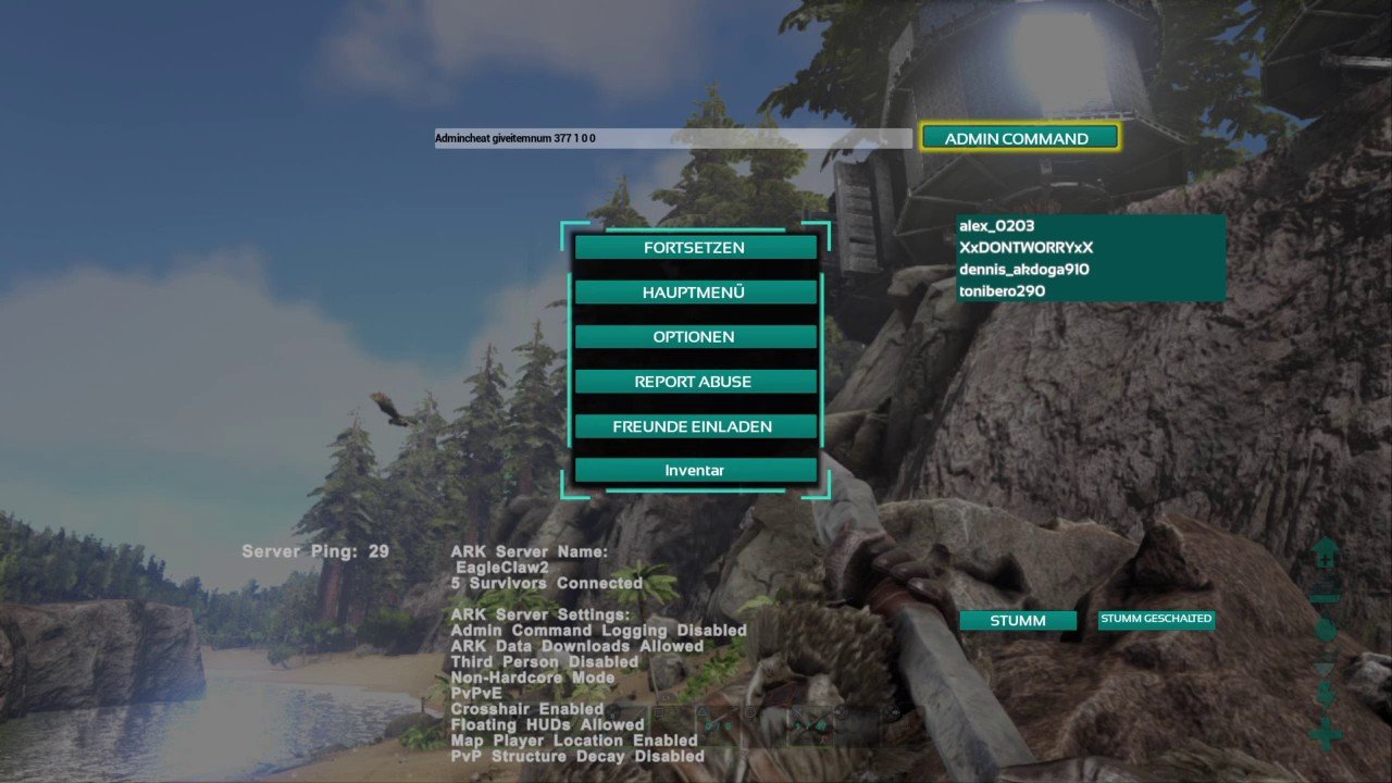 Ark PS4 Admin Command Waffen Munition Cheats