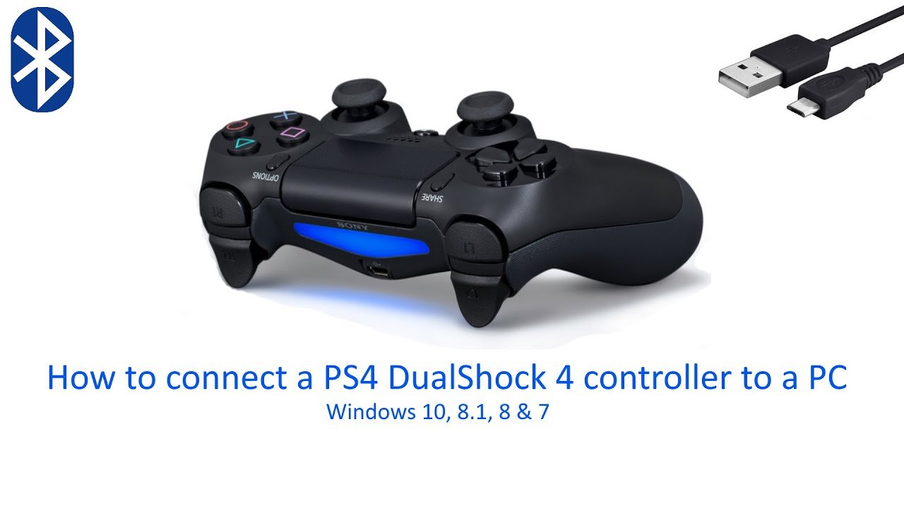 Connect a PS4 controller to a PC or Laptop (USB &  Blue ...