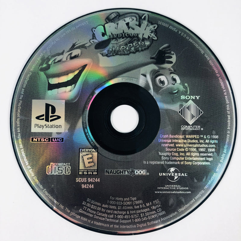 Crash Bandicoot 3 Warped Greatest Hits Sony Playstation 1 PS1 ...