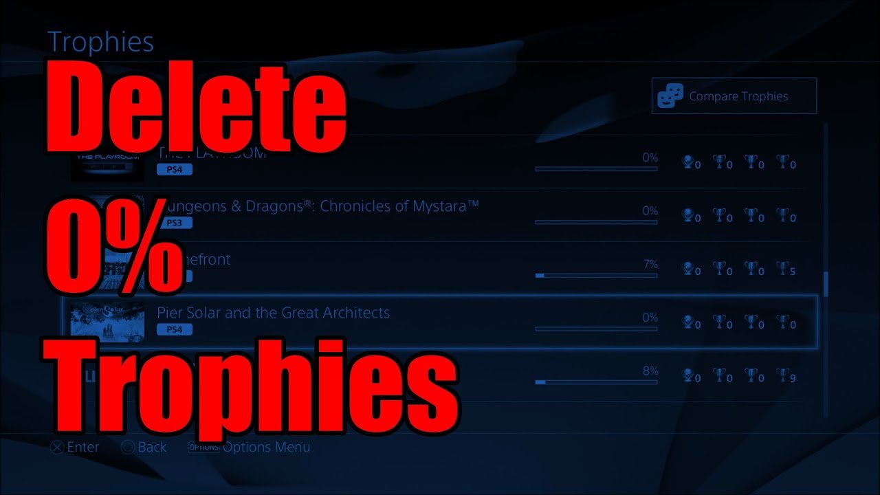 Delete 0% PlayStation Trophies: PS4 How To