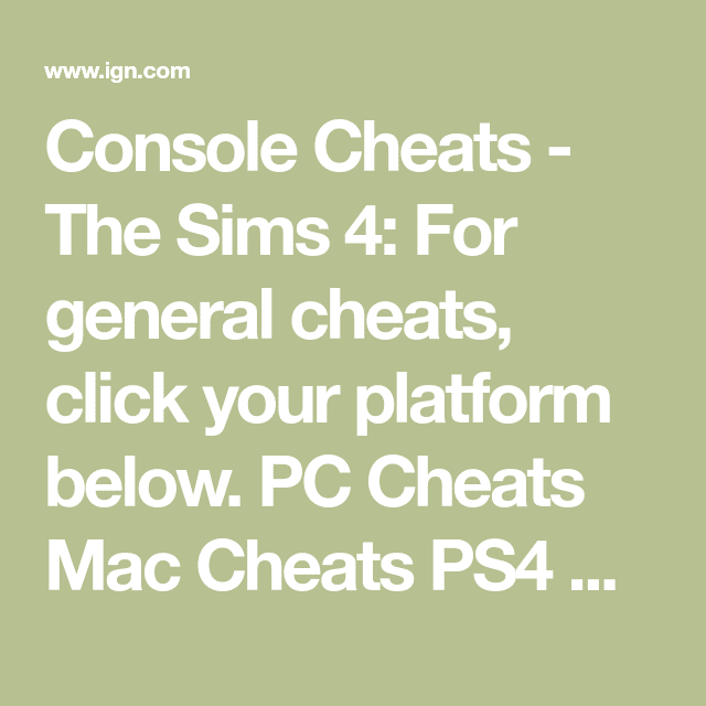 How To Enable Cheats Sims 4 Mac