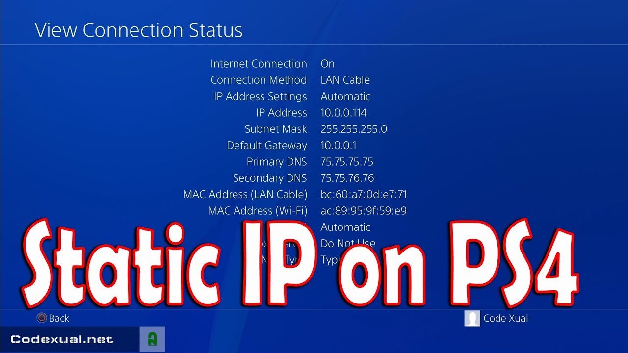 How to setup Static IP on PS4