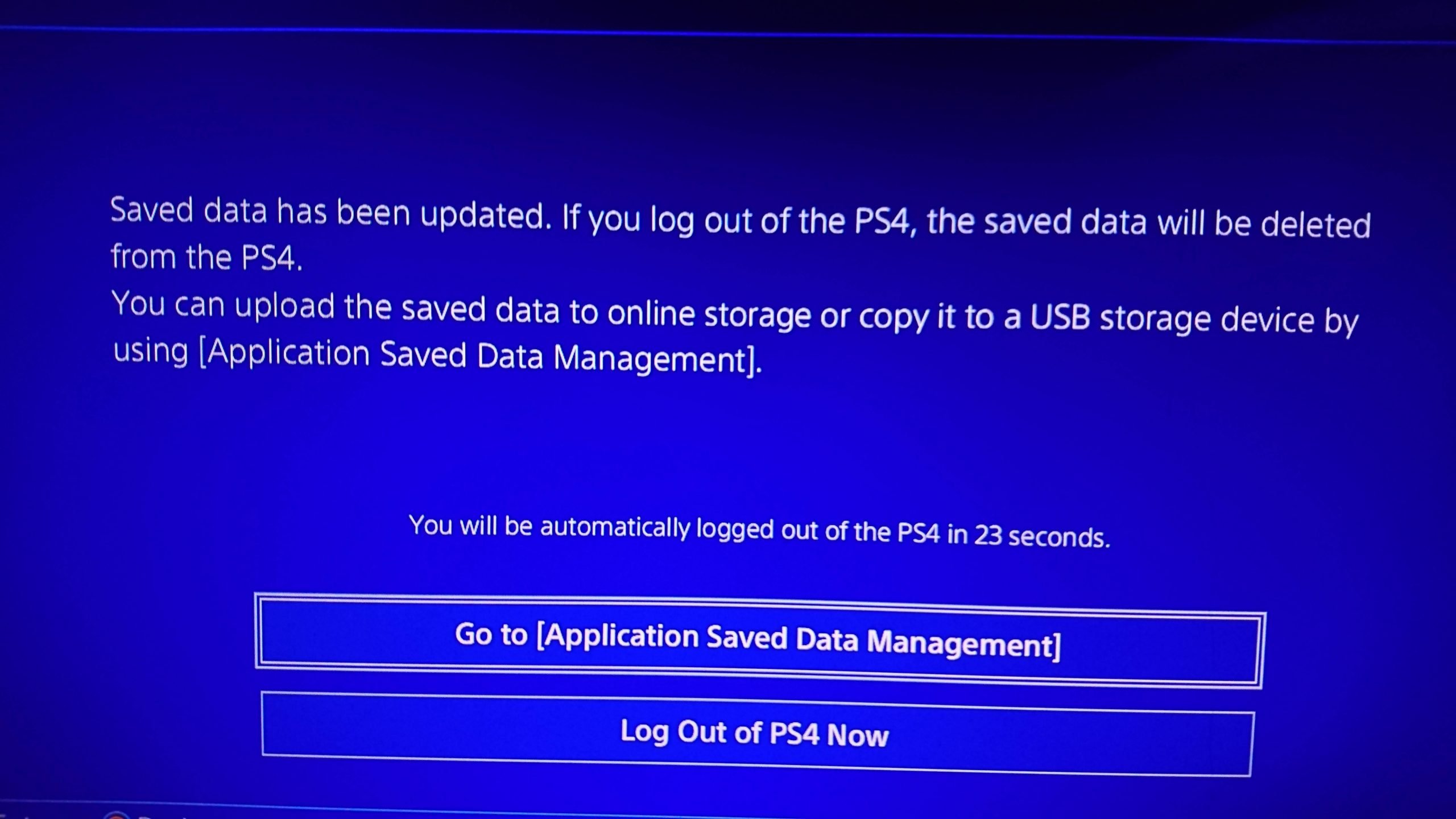 I am trying to log out of my PS4 but a warning shows up ...