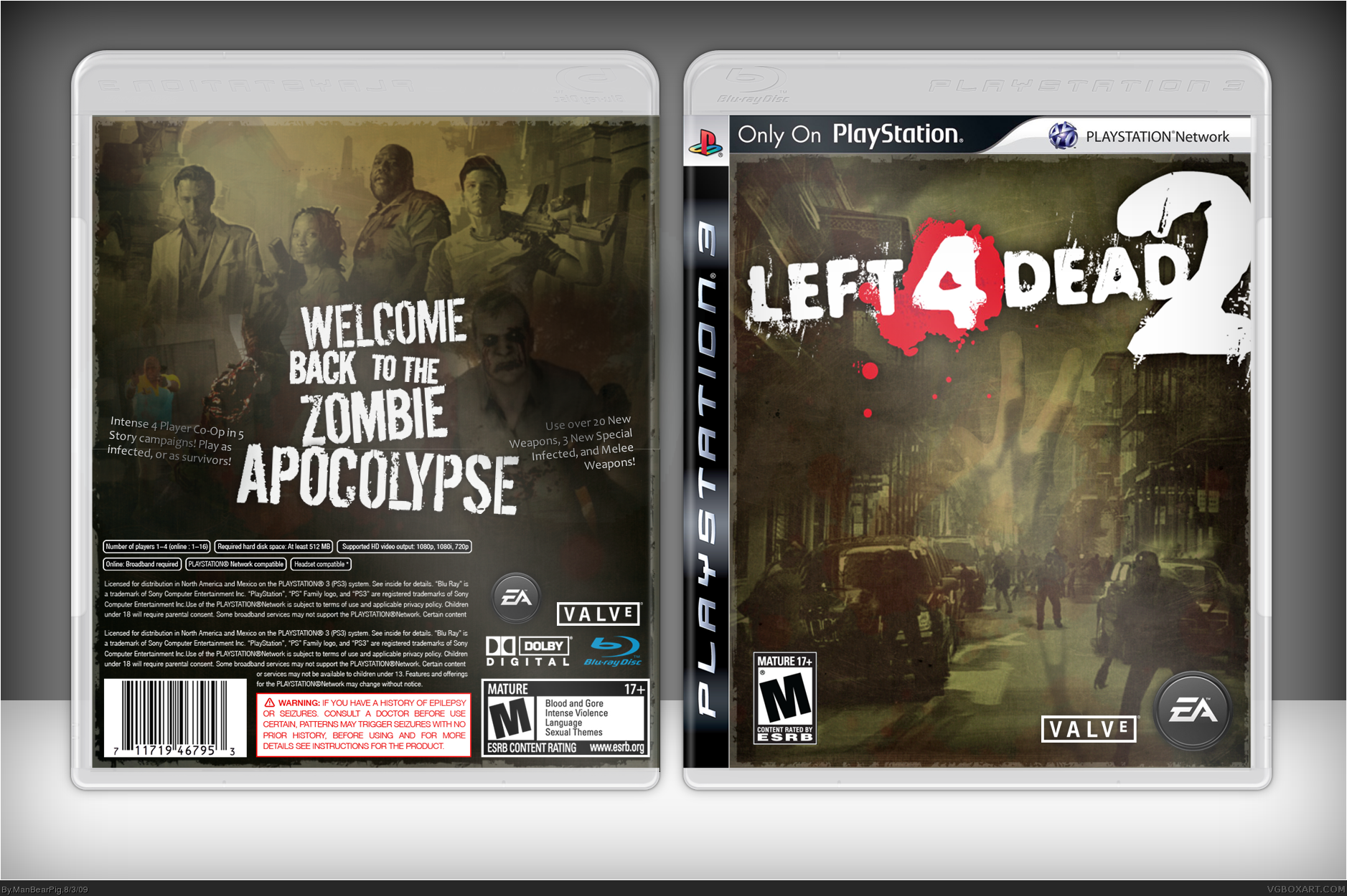 Left 4 Dead 2 PlayStation 3 Box Art Cover by ManBearPig