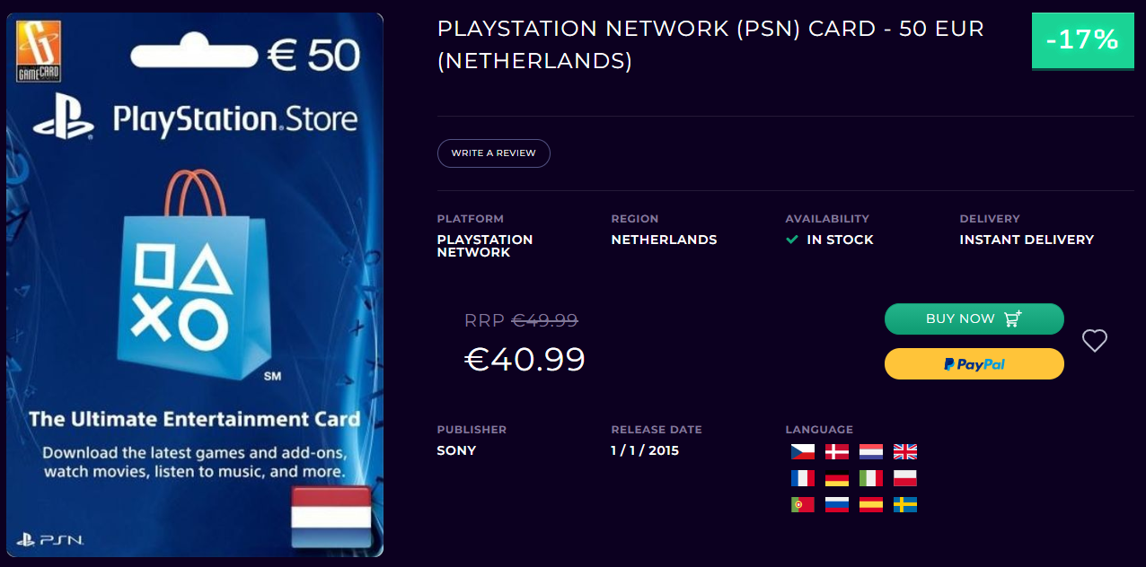Playstation Network Kaart van â¬50,