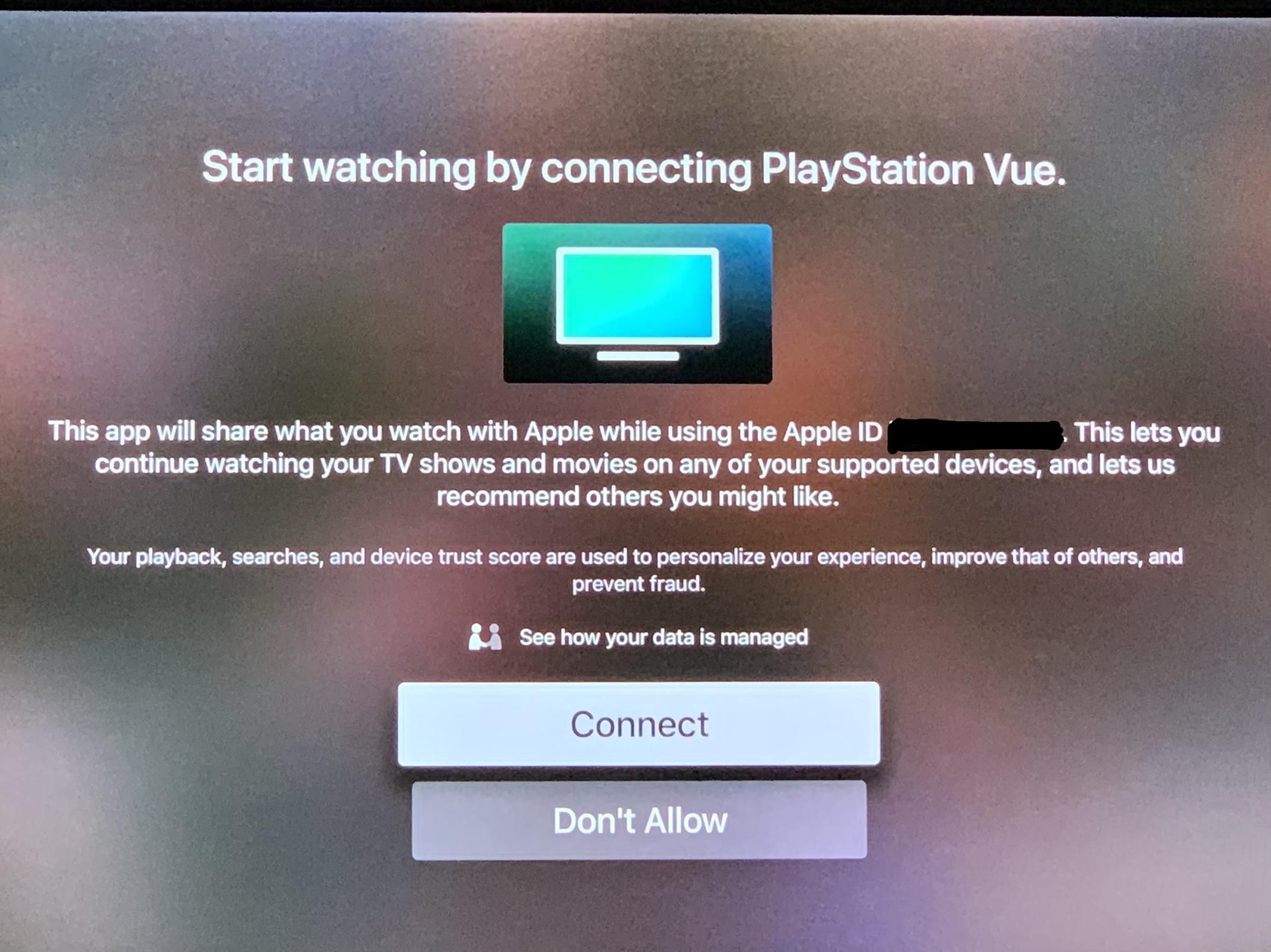 PlayStation Vue is integrated with the Apple TV App