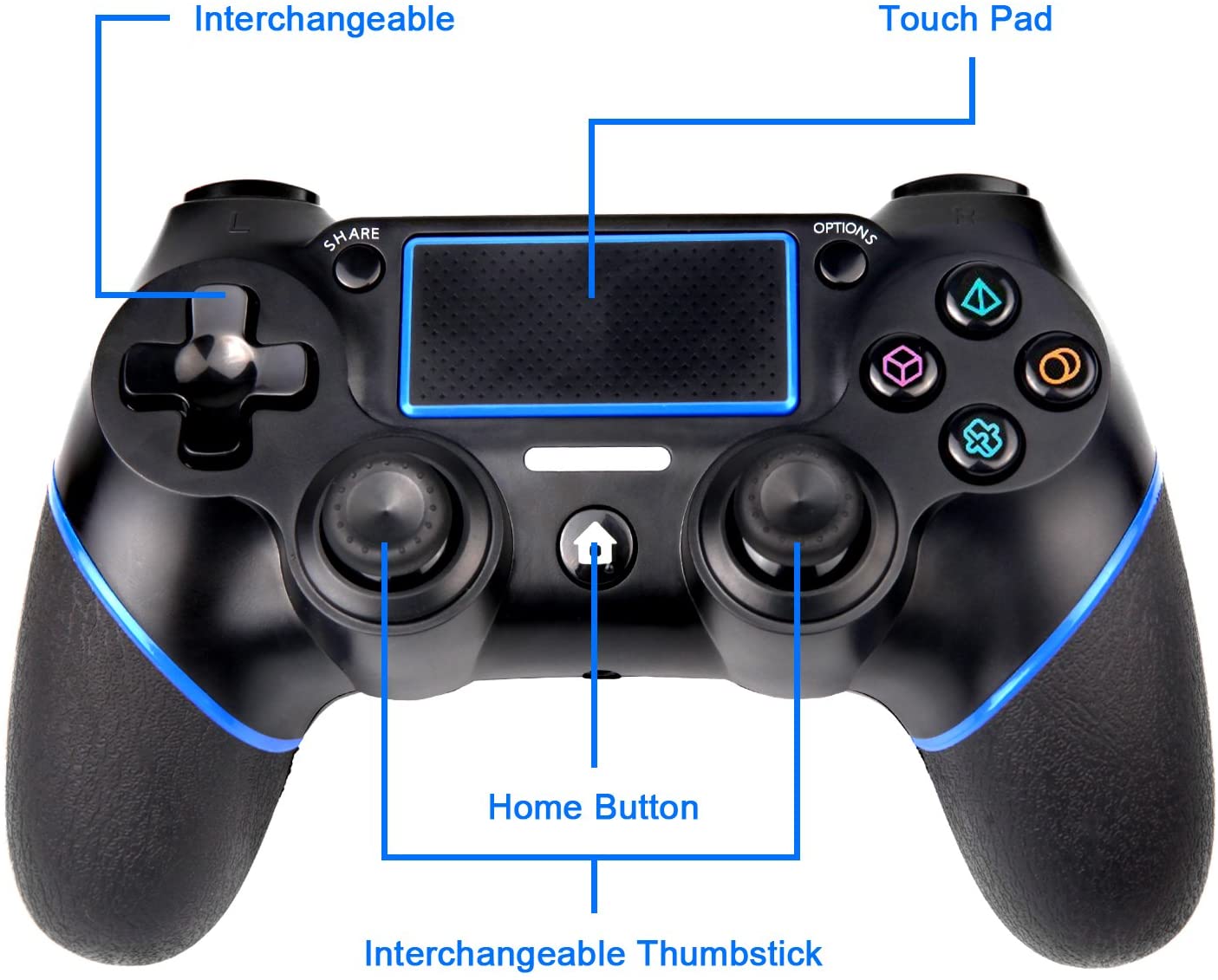 PS4 Controller Sades Wireless Controller for Playstation 4 with Dual ...