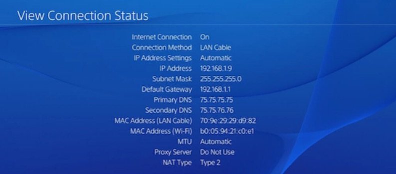 PS4 Mac Address