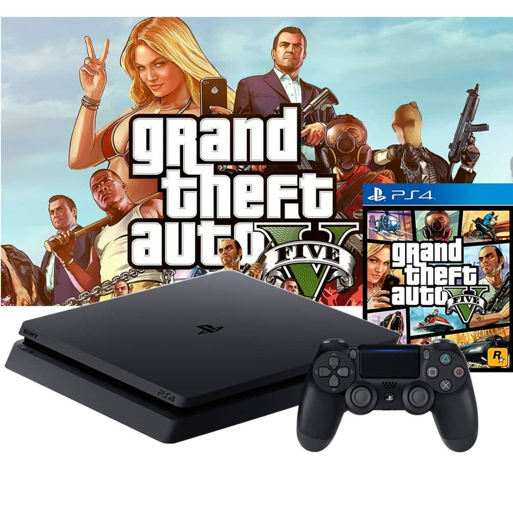 Refurbished Sony PlayStation 4 Slim 500GB + Grand Theft Auto V GTAV ...