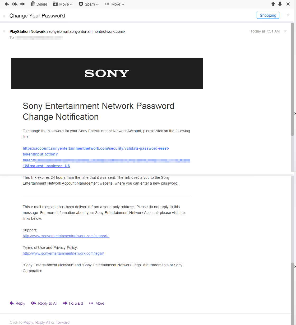 Watch out for fake " Sony/Playstation Network"  E