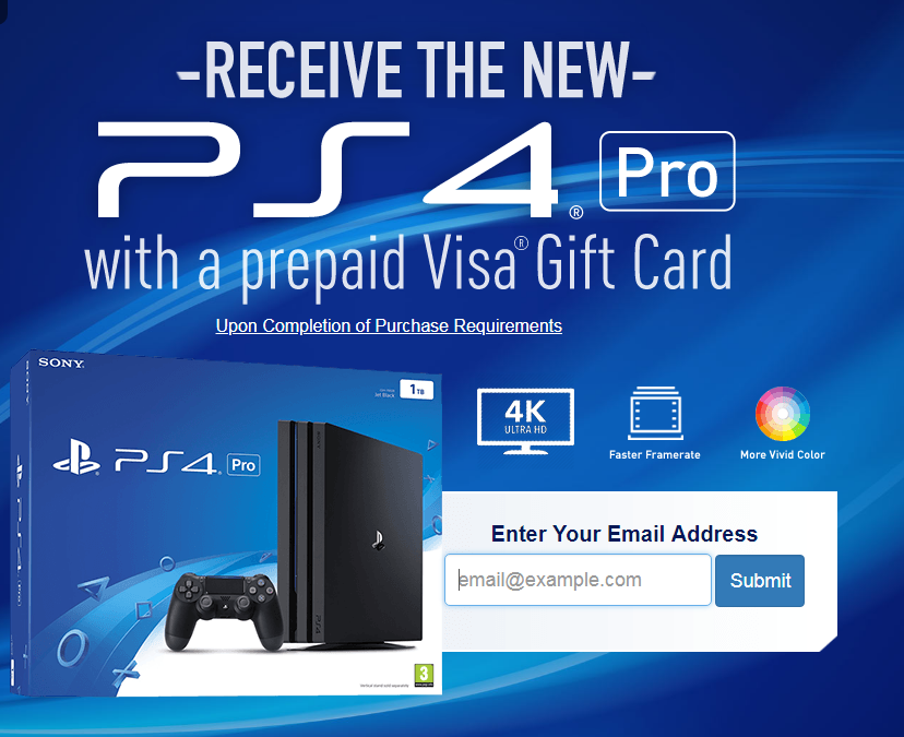 You can Receive The New PS4 Pro with prepaid visa gift ...